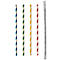 Pailles à boire Papstar Stripes, jetables, L 200 x Ø 6 mm, emballées individuellement, en papier certifié FSC®, couleurs assorties, 100 pcs.