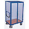 Paketwagen, Stahl/MDF-Platte, Enzianblau/Buche-Dekor, 1 Etage, 1245 x 785 mm, Dach und Doppelflügeltür, abschließbar, EasySTOP, bis 500 kg