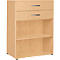 PALENQUE combi-boekenkast, 3 OH, 2 open vakken + 2 laden, B 800 x D 400 x 1104 mm, beukendecor