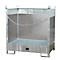 Palet apilable para barriles Bauer FSP-2 G, pared protección salpicaduras 3 lados, cap. 2 barriles de 200 l, galvanizado