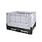 Palettenbox Big Box 670 l, B 1200 x T 1000 x H 800 mm, geschlossen, klappbar, silbergrau, 3 Kufen