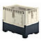 Beige and black plastic box for transport and storage, rectangular shape.