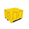 Palletbox Big Box 680 l, B 1200 x D 1000 x H 790 mm, gesloten, geel, 3 sledes