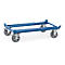 Palletframe, staal, tot 1200 kg, blauw, banden van massief rubber, met rem
