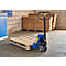Palletwagen, handmatig, rubberen zwenkwielen, nylon tandemwielen, vorklengte 1150 mm, tot 2500 kg, blauw