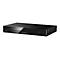 Schwarzer Panasonic Blu-ray-Player im kompakten Design vor weißem Hintergrund.
