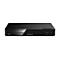 Schwarzer Panasonic Blu-ray-Player von vorne vor weißem Hintergrund.