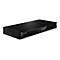 Schwarzer Blu-Ray-Player, Frontansicht, Panasonic-Logo, Display mit Text.