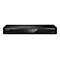 Schwarzer Panasonic Blu-ray-Player, Anzeige zeigt "ZDF HD". Modellname: DMR-UBS70.
