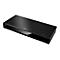 Schwarzer Panasonic UHD Blu-ray Player. Oben mit gebürsteter Oberfläche, unten glänzend, mit Display und Tasten.