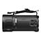 Schwarze Videokamera mit Tragegurt. Aufschrift: Wind Shield, 48x i.Zoom, 5.1ch Zoom.