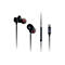 Schwarze In-Ear-Kopfhörer mit USB-C-Anschluss, Kabelfernbedienung und transparenten Silikon-Ohrstöpseln.