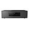 Système audio Panasonic noir. Un écran et des commandes se trouvent sur le panneau avant. Le haut-parleur présente un motif de trous.