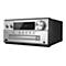 Silberne Mini-Hifi-Anlage, Bedienfeld mit Knöpfen und Display, CD-Fach. Aufschrift: Panasonic, SA-PMX94.