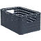 Panier COUNTRY, 6 litres, aspect rotin, plastique, lavable au lave-vaisselle, empilable, L 185 x L 280 x H 126 mm, bleu foncé