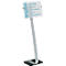 Panneau d'affichage Durable Crystal Sign, format A3 vertical &amp; horizontal, réglable en hauteur &amp; pivotant, avec 2 films &amp; instructions, aluminium &amp; verre acrylique, argent métallisé