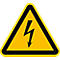 Triangle d'avertissement jaune avec un éclair noir, indiquant un danger lié à l'électricité.