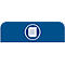 Bouton bleu aux coins arrondis. Un symbole blanc avec des documents dans un cercle blanc.
