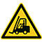Panneau de signalisation Durable, triangulaire, pour l'intérieur, motif 'Attention aux chariots de manutention', EN ISO 7010, autocollant, noir-jaune, 1 pièce