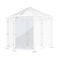 Conception de gazebo hexagonal. Toit et murs transparents, cadres blancs sur fond clair.
