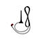 Schwarze Stabantenne mit Kabel und rotem Stecker auf weißem Hintergrund.