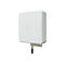 Weißes, rechteckiges Gerät mit abgerundeten Ecken, an einer Halterung befestigt, mit Kabel.