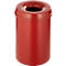 Papelera, para uso interior y exterior, volumen 15 l, tapa autoextinguible, Ø 255 x H 300 mm, metal, rojo/rojo