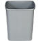 Papelera gris, rectangular, con esquinas redondeadas y una amplia abertura.