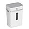 White paper shredder with gray top and HP logo.