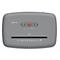 Grey paper shredder with control buttons. "OneShred 12CC" is written on top.