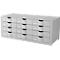 Paperflow ladebak, formaat A4, 12 laden met gesloten front, verzonken greep &amp; etikethouder, etiketten, B 857 x D 342 x H 350 mm, PS, grijs