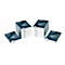 Plusieurs piles de feuilles de papier blanc dans des boîtes imprimées en bleu et blanc. Imprimé : Professional.