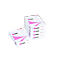 Pile de papier blanc avec un design rose et le logo XEROX, sur fond blanc.