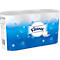 Paquet de mouchoirs, design bleu avec le logo Kleenex, fond blanc.