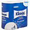 Paquet de mouchoirs Kleenex, emballage bleu. Inscription : Extra Comfort Premium. 4 rouleaux, 640 mouchoirs.