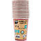Verpakking van papieren bekers. Rood met witte rand, folieverpakking, opschrift: GOBELETS CARTON, 15 stuks.