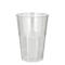 Gobelet en plastique transparent avec un motif octogonal.