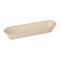 Bol en carton jetable beige et long. Coins arrondis, surface légèrement côtelée.
