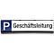 Parking sign with blue P and the words "Geschäftsleitung".