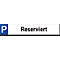Sign showing a blue P and the word "Reserved".
