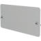 Plaque rectangulaire grise avec coins arrondis et supports.