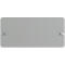 Panneau rectangulaire gris aux coins arrondis. Deux supports métalliques avec des sangles sont fixés aux petits côtés.