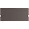 Étui de tablette rectangulaire marron avec des fermoirs blancs brillants sur les côtés.