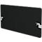 Panneau insonorisé noir avec supports, forme rectangulaire, coins arrondis.