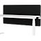 Bureau avec cloison noire, table et cadre blancs.