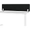 Bureau blanc avec cloison noire antibruit.