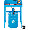 Blue cleaning station with barrel, hose, and brush. The IBS logo is at the top. There's a foot pedal on the ground.