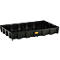 Black plastic box, rectangular, with reinforced sides and an orange label.