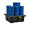 PE palletschacht CEMO 400/4 voor 1 industriepallet, L 1290 x B 1290 x H 480 mm, 400 l, voor 4 x 200 l vaten, stalen rooster