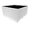 White, rectangular container with ribbed sides and a black, honeycomb-patterned lid. Feet are indicated at the bottom.